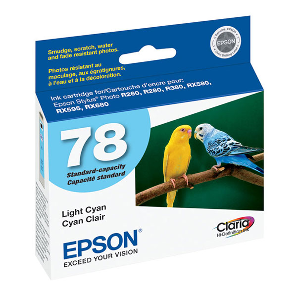 Epson (78) Stylus Photo R260 R280 R380 RX580 RX595 RX680 Artisan 50 Claria Hi-Definition Light Cyan Ink Cartridge (525 Yield)