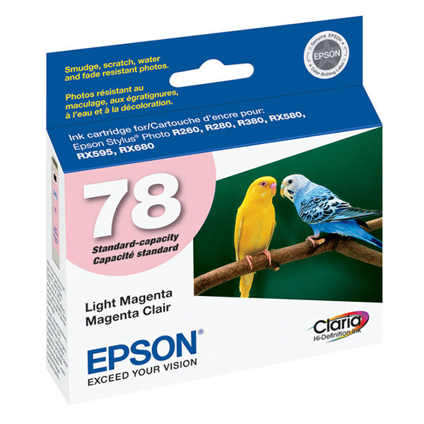 Epson (78) Stylus Photo R260 R280 R380 RX580 RX595 RX680 Artisan 50 Claria Hi-Definition Light Magenta Ink Cartridge (525 Yield)