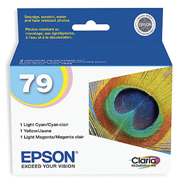 Epson (79) Stylus Photo 1400 Artisan 1430 Claria High Capacity Color Ink Cartridge Multipack (Yellow/Light Cyan/Light Magenta) (800 Yield)