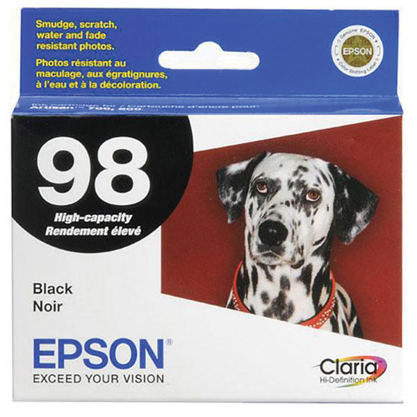 Epson (98) Artisan 700 710 725 730 800 810 835 837 Claria Hi-Definition High Capacity Black Ink Cartridge (550 Yield)