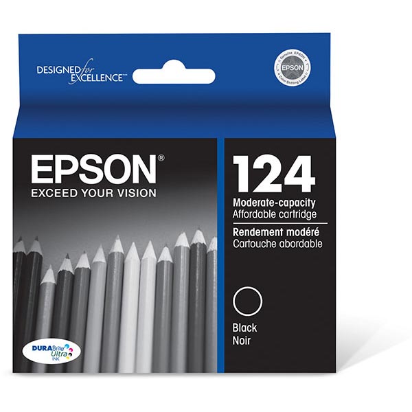 Epson (124) Stylus NX125 127130 230 330 420 430 Workforce 320 323 325 435 DURABrite Ultra Moderate Capacity Black Ink Cartridge (200 Yield)