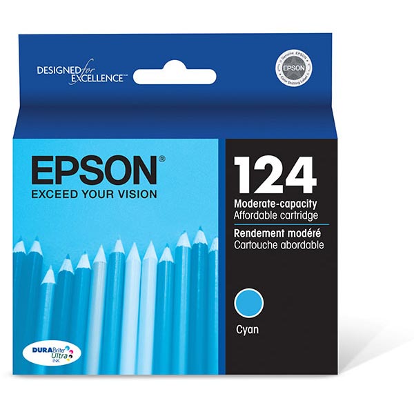 Epson (124) Stylus NX125 127 130 230 330 420 430 Workforce 320 323 325 435 DURABrite Ultra Moderate Capacity Cyan Ink Cartridge (200 Yield)