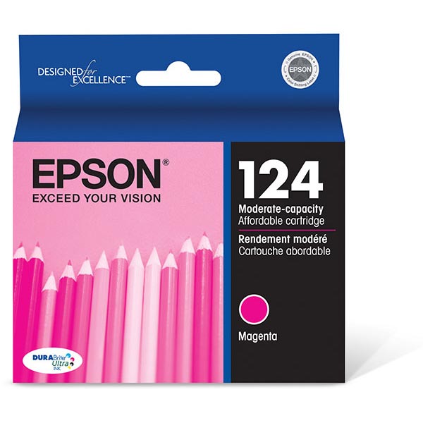 Epson (124) Stylus NX125 127 130 230 330 420 430 Workforce 320 323 325 435 DURABrite Ultra Moderate Capacity Magenta Ink Cartridge (200 Yield)
