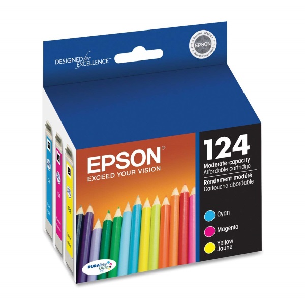 Epson (124) Stylus NX125 127 230 420 430 WorkForce 435 DURABrite Ultra Moderate Capacity Color Multipack Ink Cartridge