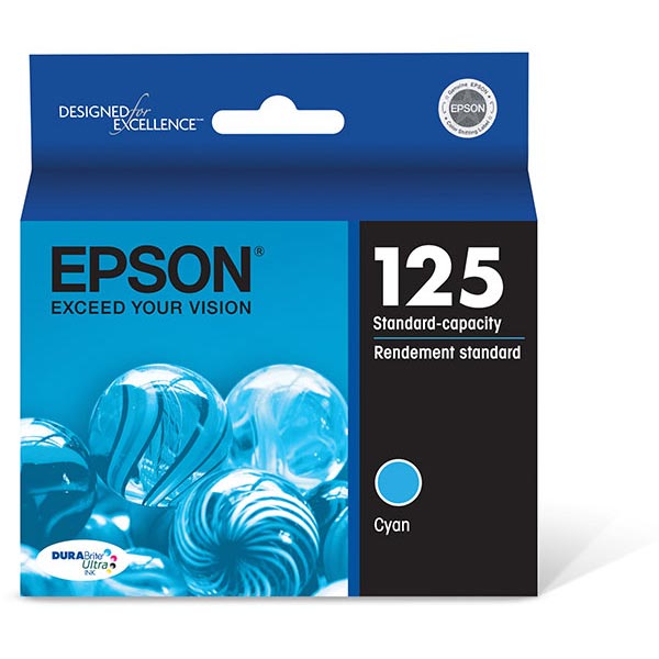Epson (125) Stylus NX125 127 130 230 420 530 625 WorkForce 320 323 325 520 DURABrite Ultra Cyan Ink Cartridge (335 Yield)