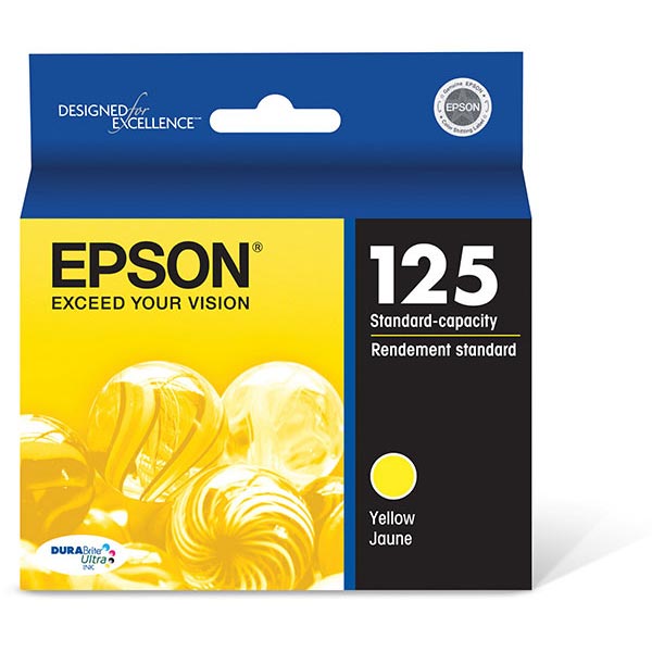 Epson (125) Stylus NX125 127 130 230 420 530 625 WorkForce 320 323 325 520 DURABrite Ultra Yellow Ink Cartridge (335 Yield)
