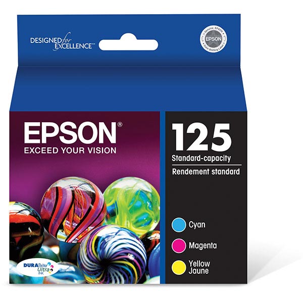 Epson (125) Stylus NX125 127 130 230 420 530 625 Workforce 320 323 325 520 DURABrite Ultra Cyan/Magenta/Yellow Ink Cartridge Multipack (Includes T125220 T125320 T125420) (3 x 335 Yield)