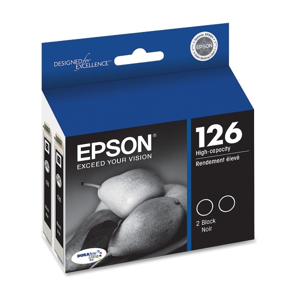 Epson (126) WF-3520 3540 DURABrite Ultra High Capacity Black Ink Cartridge Dual Pack