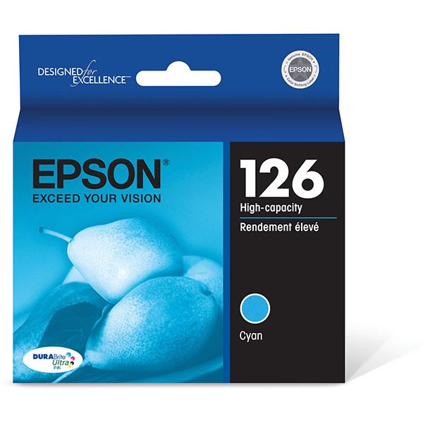 Epson (126) Stylus NX330 NX430 Workforce 60 435 520 545 630 633 635 645 840 845 3520 3540 7010 7510 7520 DURABrite Ultra High Capacity Cyan Ink Cartridge (470 Yield)