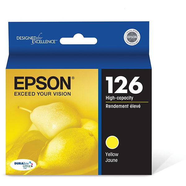 Epson (126) Stylus NX330 NX430 Workforce 60 435 520 545 630 633 635 645 840 845 3520 3540 7010 7510 7520 DURABrite Ultra High Capacity Yellow Ink Cartridge (470 Yield)