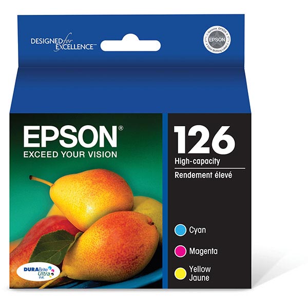 Epson (126) Stylus NX330 430 Workforce 60 435 520 545 630 633 635 645 840 845 3520 7010 7510 7520 DURABrite Ultra High Capacity Cyan/Magenta/Yellow Ink Cartridge Multipack (3 x 470 Yld)