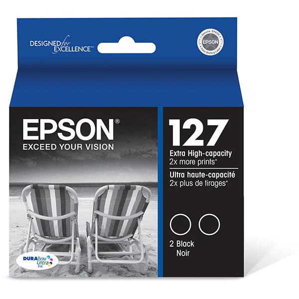 Epson (127) Stylus NX530 625 Workforce 60 545 630 633 635 645 840 845 3520 3540 7010 7510 7520 DURABrite Ultra Extra High Capacity Black Ink Cartridge Twin Pack (2 x 945 Yield)