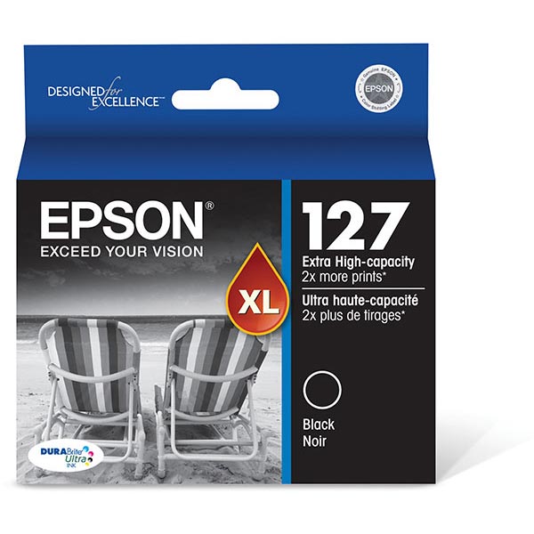 Epson (127) Stylus NX530 NX625 Workforce 60 545 630 633 635 645 840 845 3520 3540 7010 7510 7520 DURABrite Ultra Extra High Capacity Black Ink Cartridge (945 Yield)