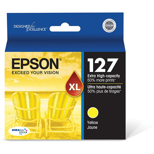 Epson (127) Stylus NX530 NX625 Workforce 60 545 630 633 635 645 840 845 3520 3540 7010 7510 7520 DURABrite Ultra Extra High Capacity Yellow Ink Cartridge (755 Yield)
