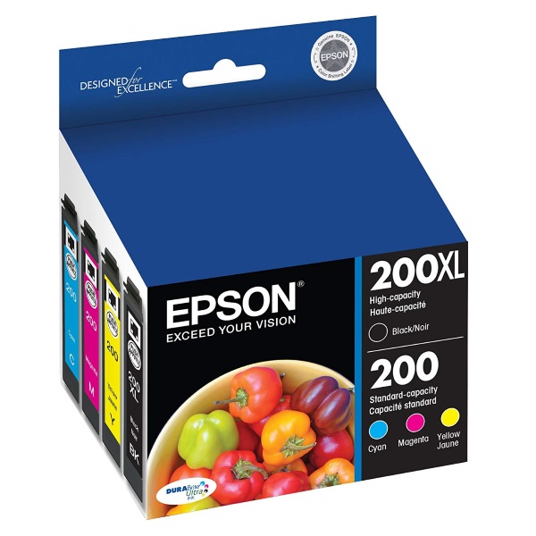 Epson (200) Expression Home XP-200 XP-300 XP-310 XP-400 XP-410 WorkForce WF-2520 WF-2530 WF-2540 DURABrite Ultra Black and Color Combo Pack (C M Y K)