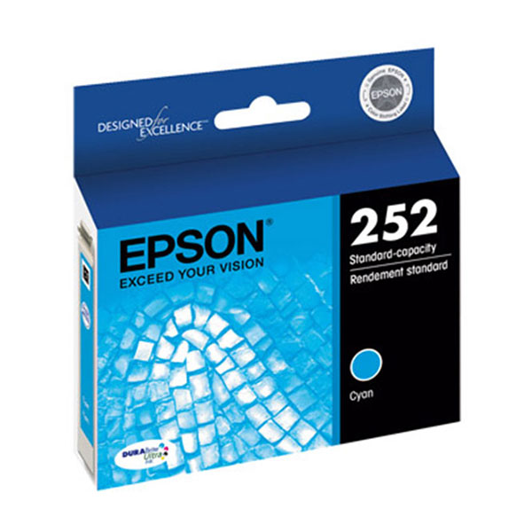Epson (252) WorkForce WF-3620 3640 7110 7610 7620 DURABrite Ultra Cyan Ink Cartridge (300 Yield)