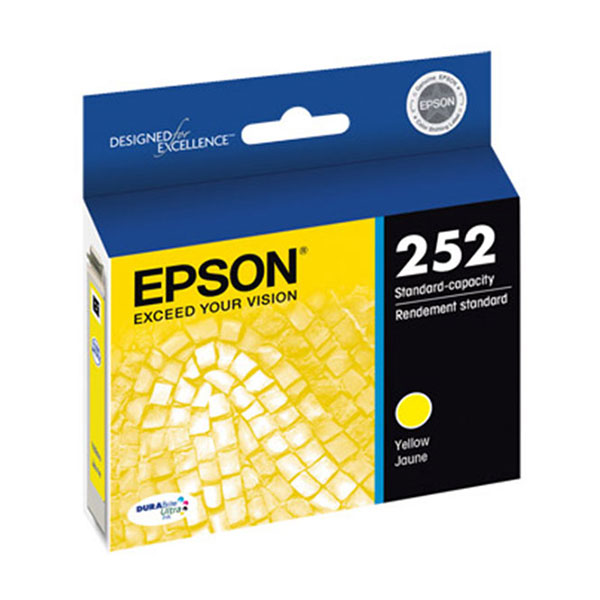 Epson (252) WorkForce WF-3620 3640 7110 7610 7620 DURABrite Ultra Yellow Ink Cartridge (300 Yield)