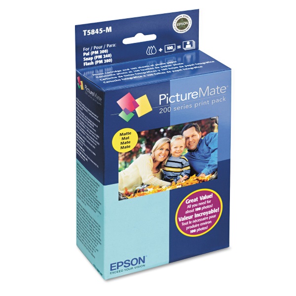 Epson PictureMate Dash Show Zoom Pal Snap Flash Print Pack (Includes 1 Photo Ink Cartridge 100 Sheets of Matte 4" x 6" Photo Paper)