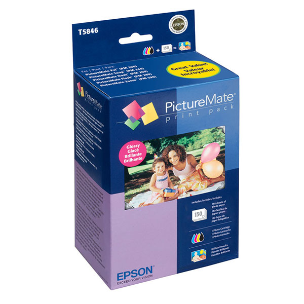 Epson PictureMate Pal Snap Flash Charm Dash Show Zoom Print Pack (Includes 1 Photo Ink Cartridge 150 Sheets of Glossy 4" x 6" Photo Paper)