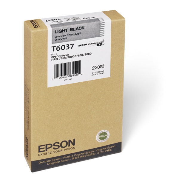 Epson Stylus Pro 7800 7880 9800 9880 Light Black UltraChrome K3 Ink Cartridge (220 ml)
