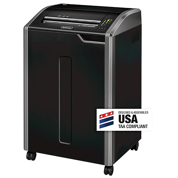 Fellowes Powershred 485I Strip-Cut Shredder -- Continuously shreds 38 sheets of paper per pass into 37 (7/32 Security Level P-2) strip-cut particles for basic security