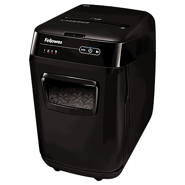 Fellowes AutoMax 200C Auto Feed Shredder -- Shreds documents into 5/32? x 1?" cross-cut particles (Security Level P-4) -- 8.5-gallon bin
