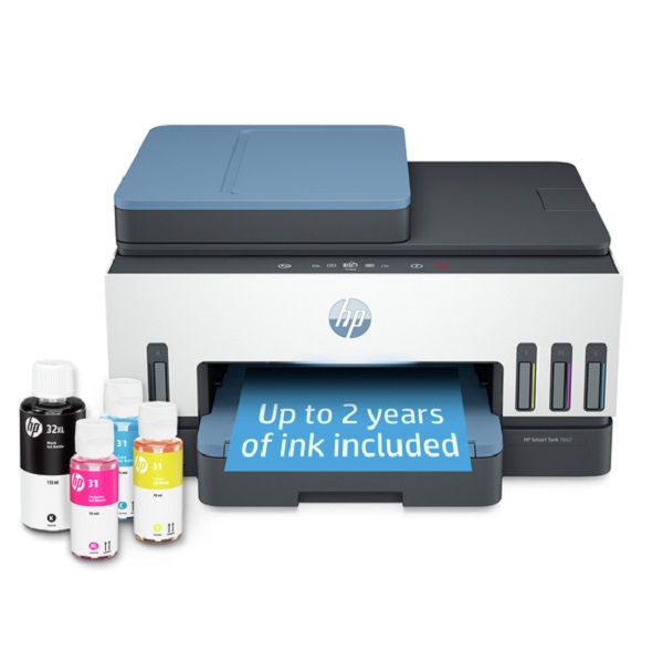 HP Smart Tank 7602 All-in-One Printer (15 ppm/9 ppm) (256 MB) (800 MHz) (8.5" x 14") (1200 x 1200 dpi) (Duplex) (Duty 6000) (USB) (Ethernet) (Wireless) (Touch) (250 Input) (35 ADF) (p/c/s/f) (ES)