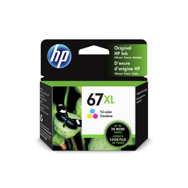 HP 67 XL (3YM58AN) Envy 6052, 6055, 6058, 6075, Envy Pro 6452, 6455, 6458, DeskJet 1255, 2732, 2752, 2755, Plus 4140, 4152, 4155, 4158 Tri-Color Original Ink Cartridge (200 Yield)