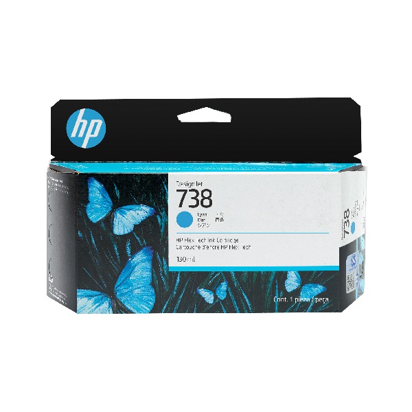 HP 738 (498N5A) DesignJet T850, T950 Series Cyan Ink Cartridge (130 ml)