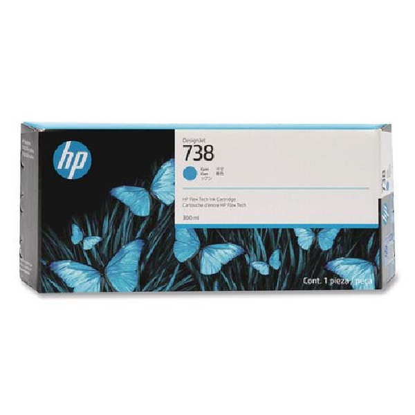 HP DesignJet XT950, XT870 738M 300-ml Cyan Ink Cartridge (300ml)