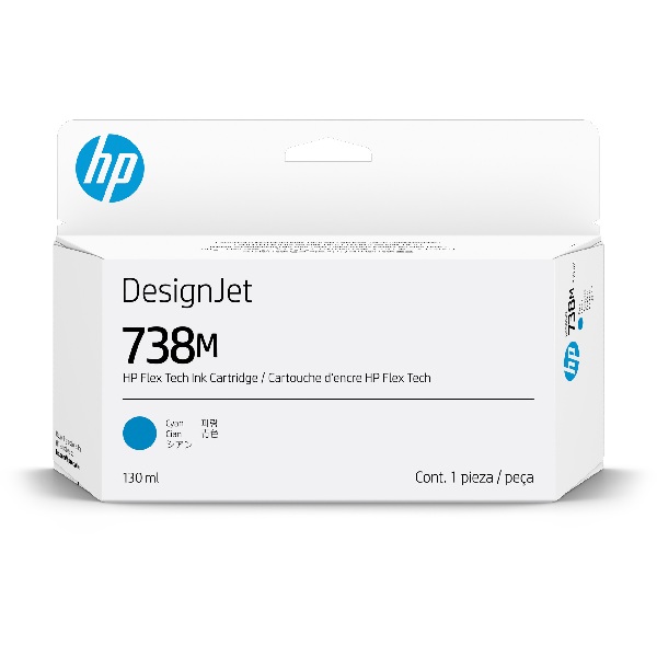HP DesignJet XT950, XT870 738M 130-ml Cyan Ink Cartridge (130ml)