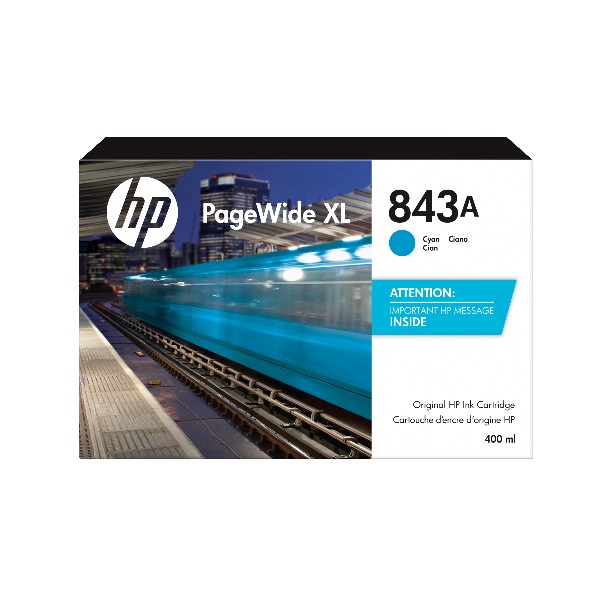 HP 843A (C1Q58A) PageWide XL 4000, 4100, 4500, 4600, 5000 Cyan PageWide Ink Cartridge (400 ml)