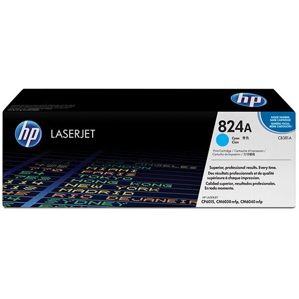 HP 824A (CB381A) Color LaserJet CM6030 MFP CM6040 MFP CP6015 Cyan Original LaserJet Toner Cartridge (21000 Yield)
