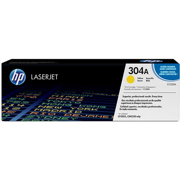 HP 304A (CC532A) Color LaserJet CM2320 MFP, CP2025 Yellow Original LaserJet Toner Cartridge (2,800 Yield)
