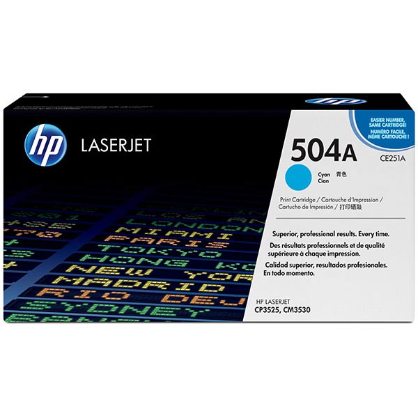 HP 504A (CE251AG) Color LaserJet CM3530 MFP, CP3525 Cyan Original LaserJet Toner Cartridge for US Government (7,000 Yield)