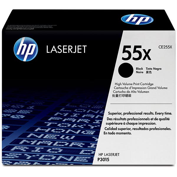 HP 55X (CE255X) LaserJet Enterprise 500 MFP (Flow) M525, Pro MFP M521, P3010, P3015 High Yield Black Original LaserJet Toner Cartridge (12,500 Yield) (Yield is 13,500 for Model M525)