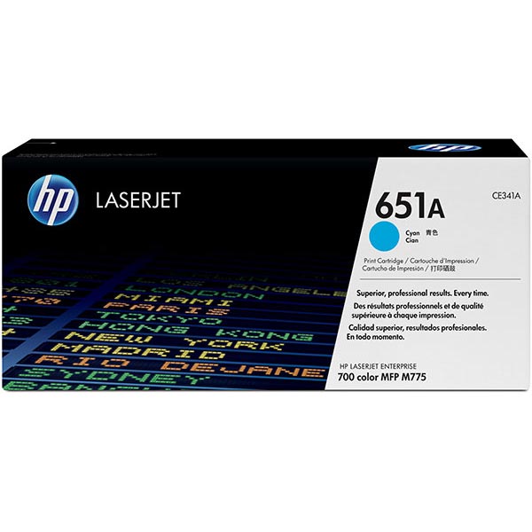 HP 651A (CE341AG) LaserJet Enterprise 700 Color MFP M775 Cyan Original LaserJet Toner Cartridge for US Government (16,000 Yield)