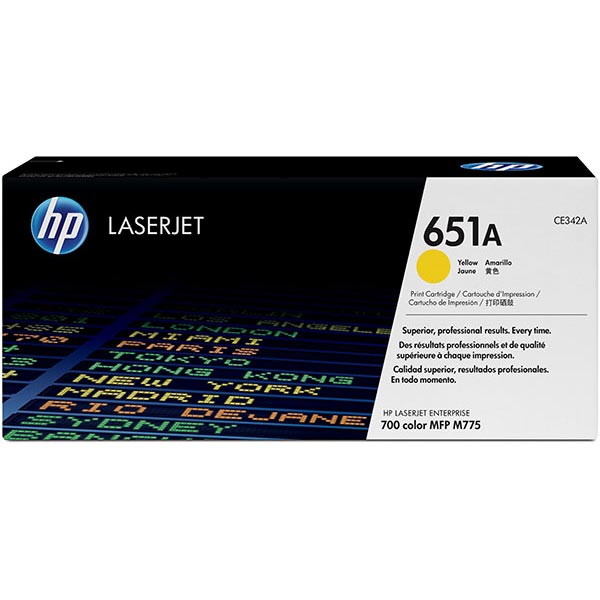HP 651A (CE342AG) LaserJet Enterprise 700 Color MFP M775 Yellow Original LaserJet Toner Cartridge for US Government (16,000 Yield)