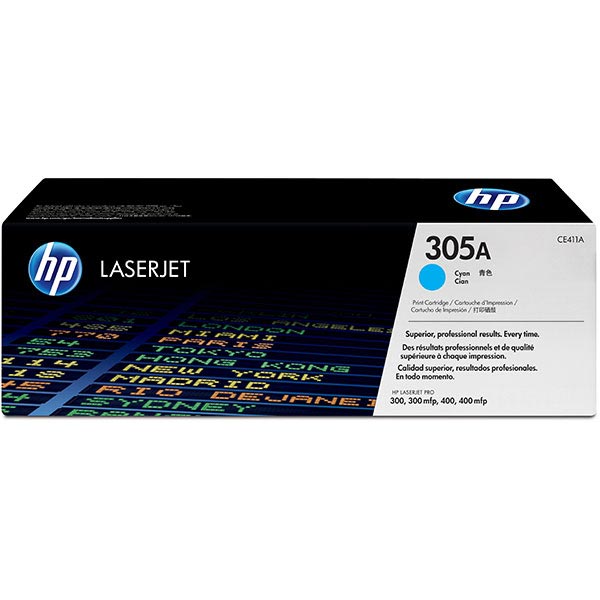 HP 305A (CE411AG) Color LaserJet Pro 300 MFP M375nw, Pro 400 M451, Pro 400 MFP M475 Cyan Original LaserJet Toner Cartridge for US Government (2,600 Yield)