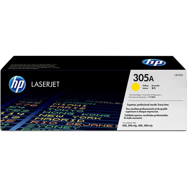 HP 305A (CE412AG) Color LaserJet Pro 300 MFP M375nw, Pro 400 M451, Pro 400 MFP M475 Yellow Original LaserJet Toner Cartridge for US Government (2,600 Yield)