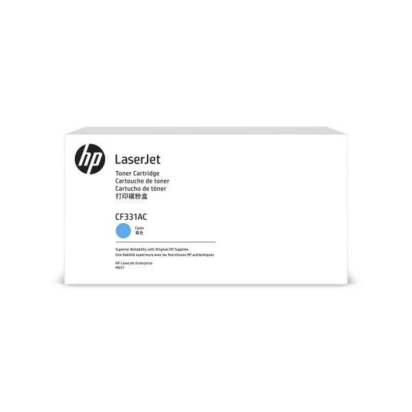 HP 654A (CF331AC) Color LaserJet Enterprise M651 Cyan Original LaserJet Contract Toner Cartridge (15000 Yield)
