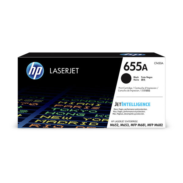 HP 655A (CF450A) Color LaserJet Enterprise M652, M653, M681, M682 Black Original LaserJet Toner Cartridge (12,500 Yield)