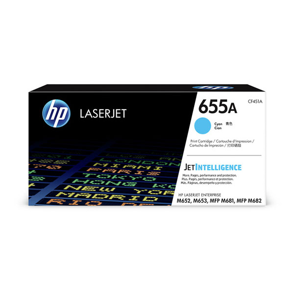 HP 655A (CF451A) Color LaserJet Enterprise M652, M653, M681, M682 Cyan Original LaserJet Toner Cartridge (10,500 Yield)