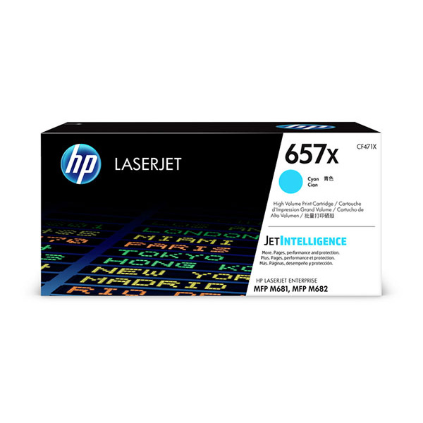 HP 657X (CF471X) Color LaserJet Enterprise M681, M682 High Yield Cyan Original LaserJet Toner Cartridge (23,000 Yield)