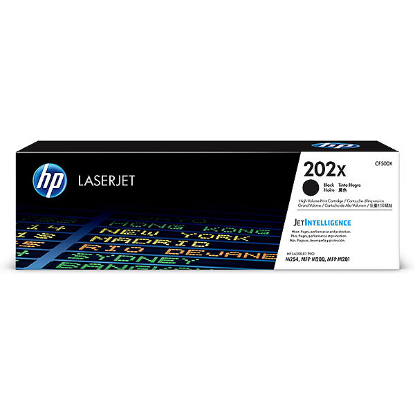 HP 202X (CF500X) Color LaserJet Pro M254, MFP M280, M281 High Yield Black Original LaserJet Toner Cartridge (3,200 Yield)
