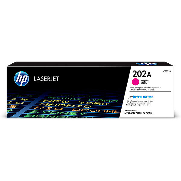 HP 202A (CF503A) Color LaserJet Pro M254, MFP M280, M281 Magenta Original LaserJet Toner Cartridge (1,300 Yield)