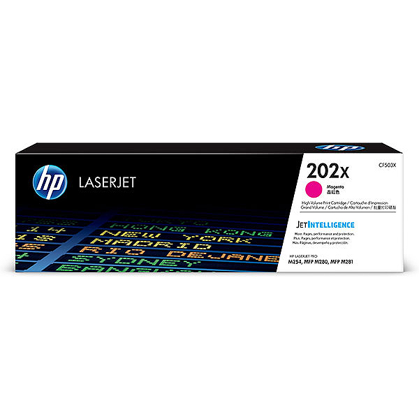 HP 202X (CF503X) Color LaserJet Pro M254, MFP M280, M281 High Yield Magenta Original LaserJet Toner Cartridge (2,500 Yield)