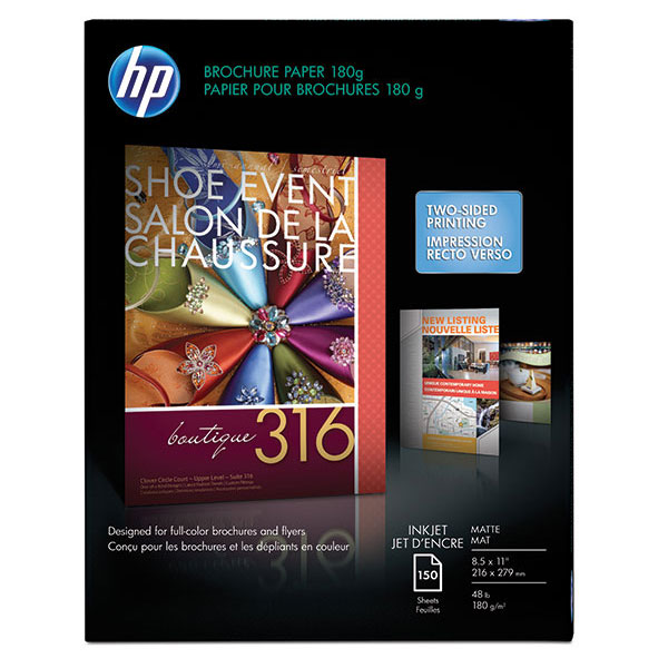 HP Inkjet Brochure Paper A180g Matte 48# 103 Bright (8.5" x 11") (Two Sided) (150 Sheets/Pkg)
