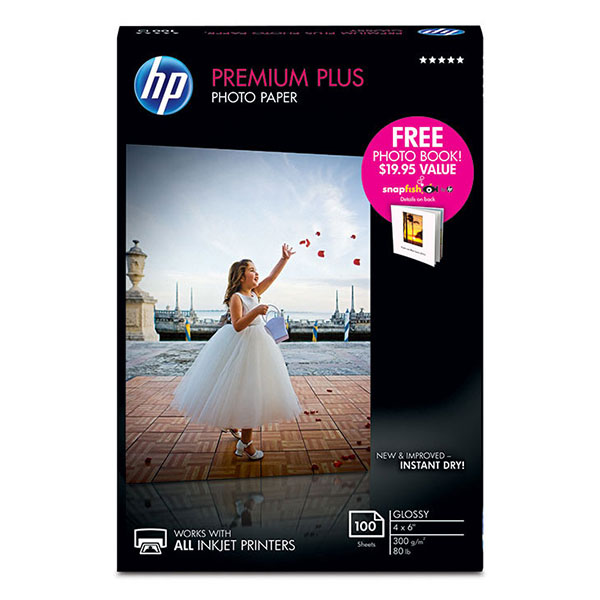 HP Premium Plus Photo Paper 80# Glossy (4" x 6") (100 SheetsPkg)