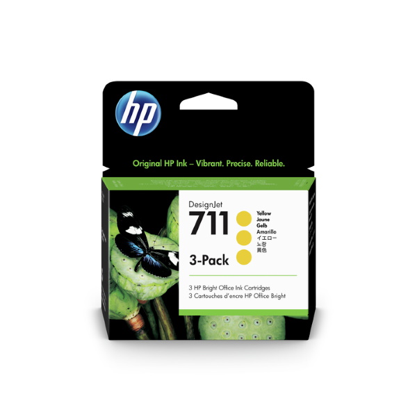 HP 711 (CZ136A) 3-Pack Yellow Original Ink Cartridges (3 x 29 ml)